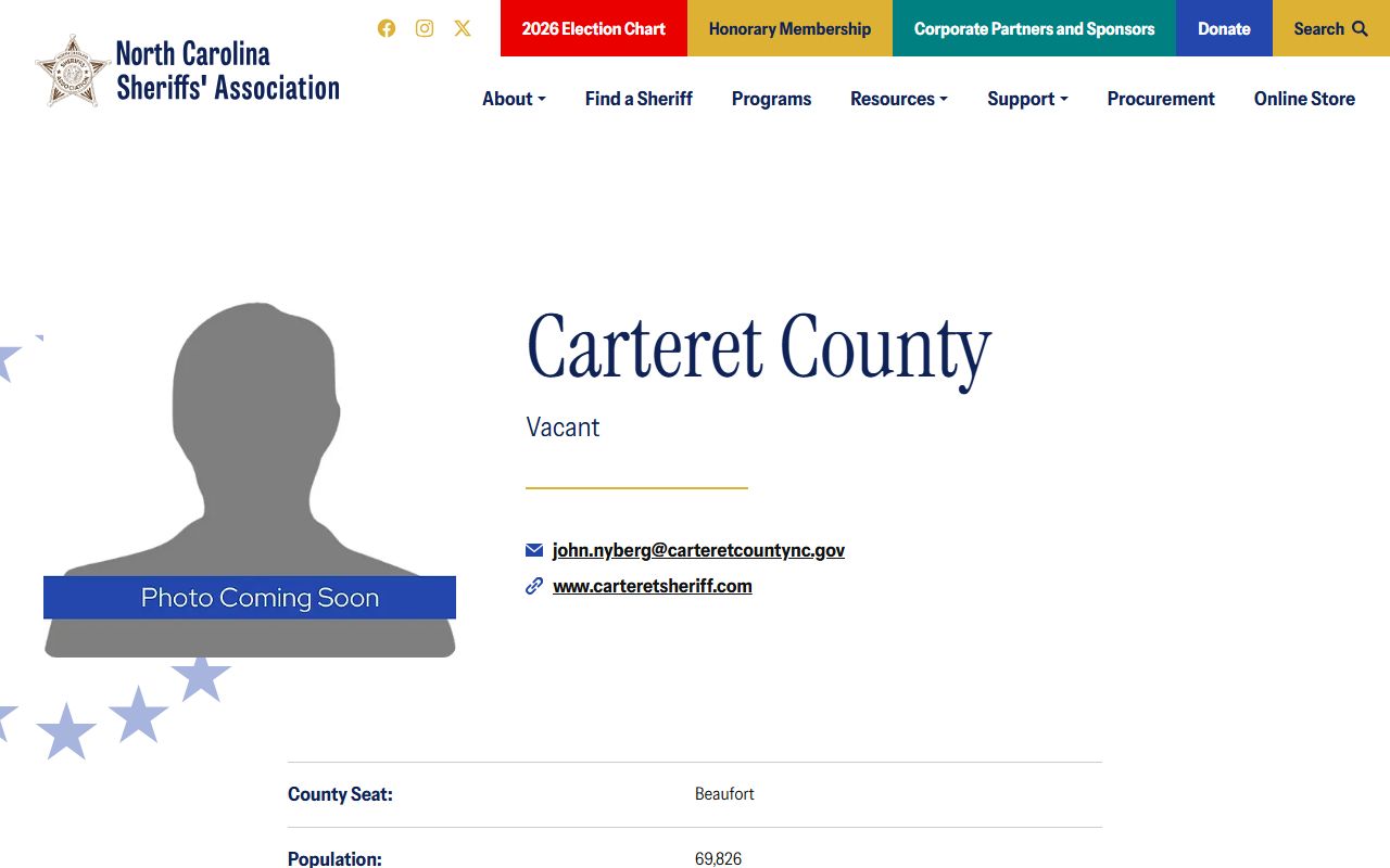 Carteret County arrest records North Carolina Sheriffs Association listing