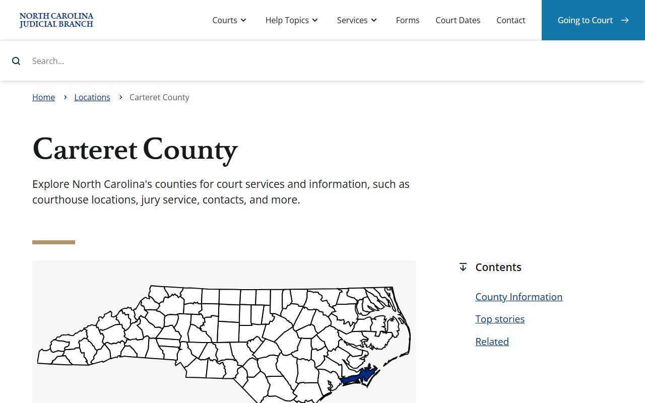 Carteret County court records Judicial Branch landing page