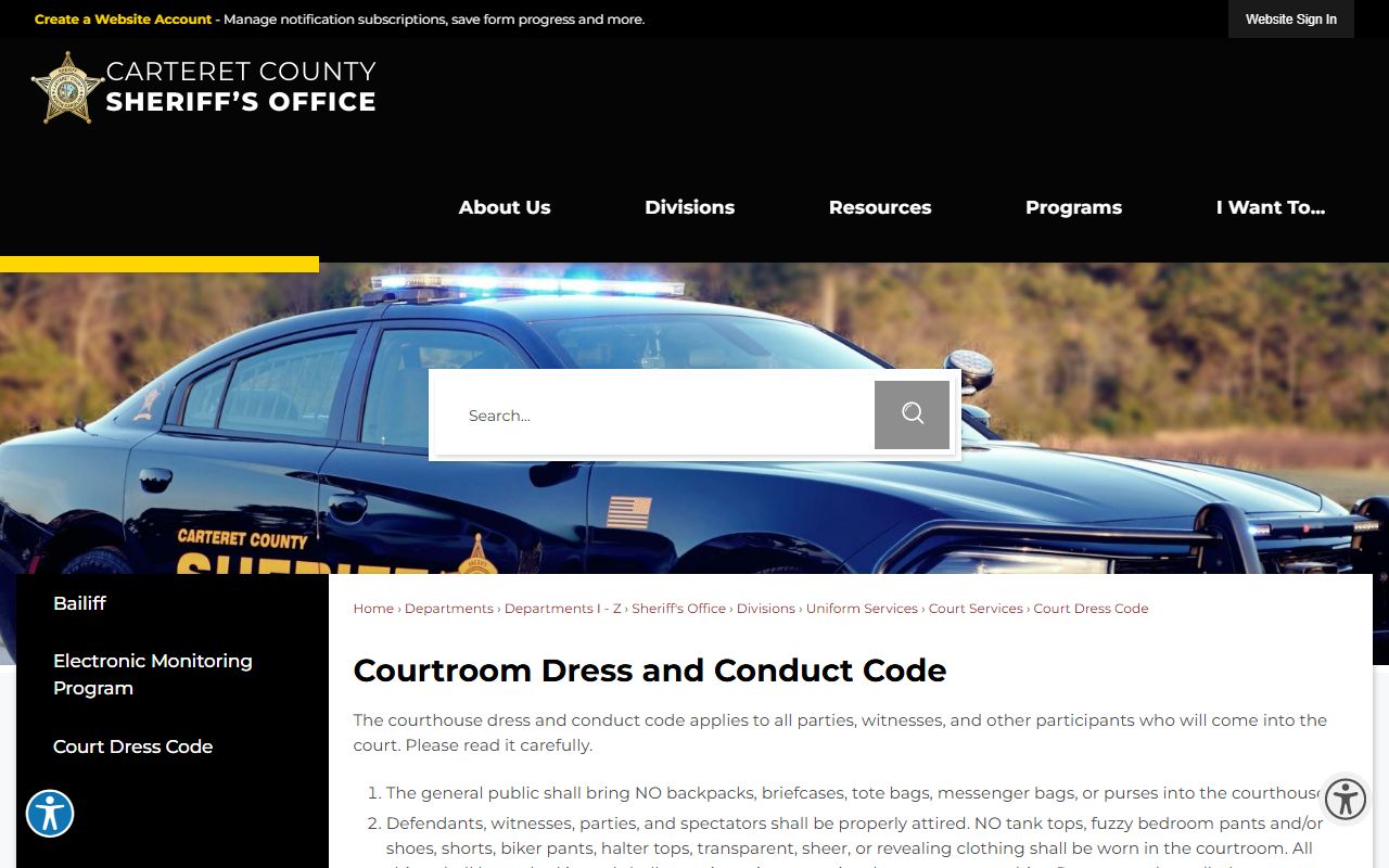 Carteret County court records courthouse conduct source