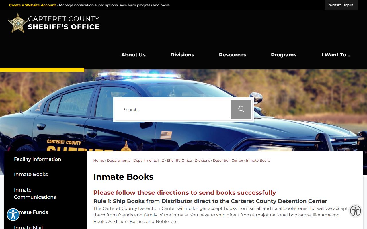 Carteret County inmate records inmate books rules source