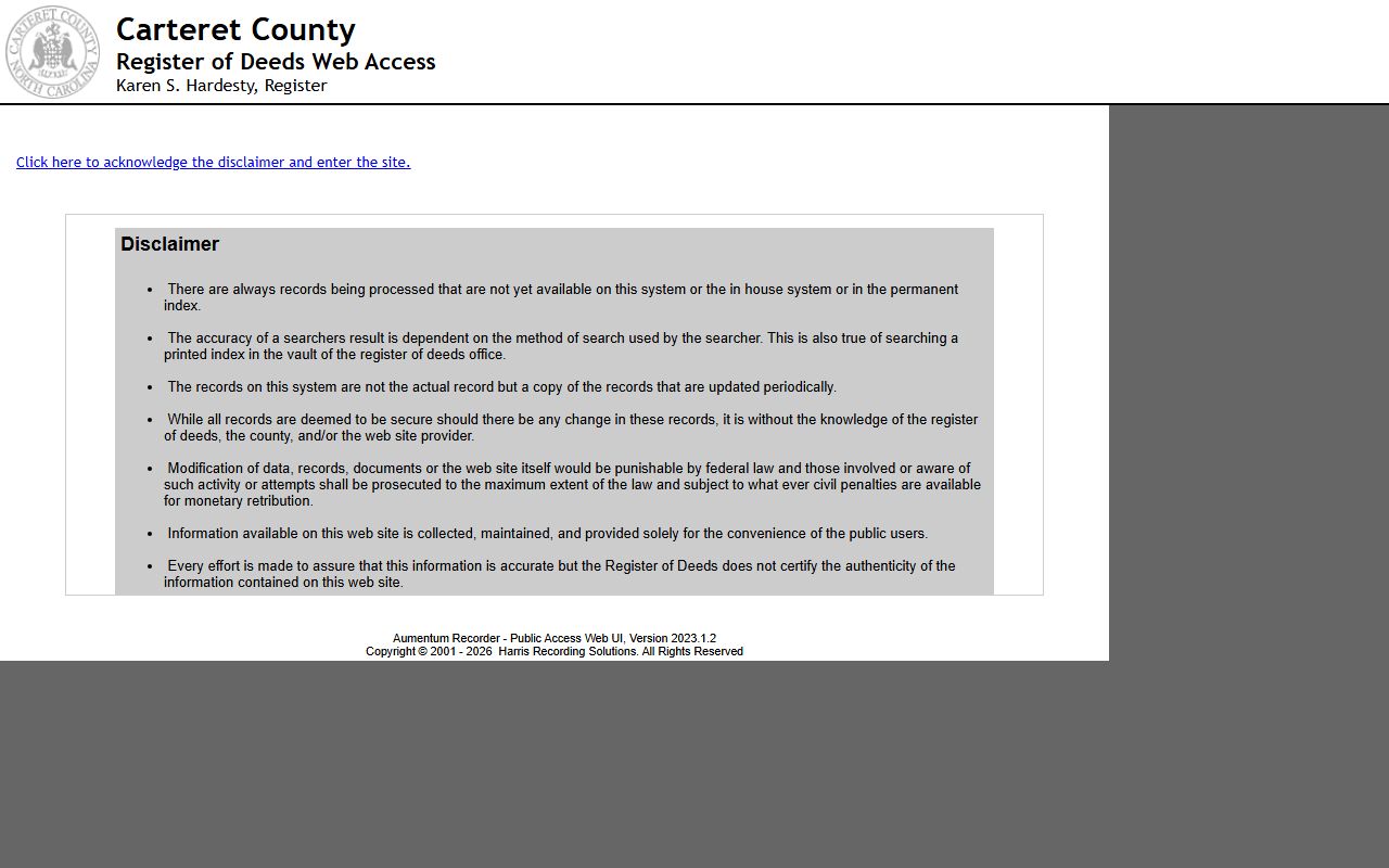Carteret County marriage and divorce records online Register of Deeds database