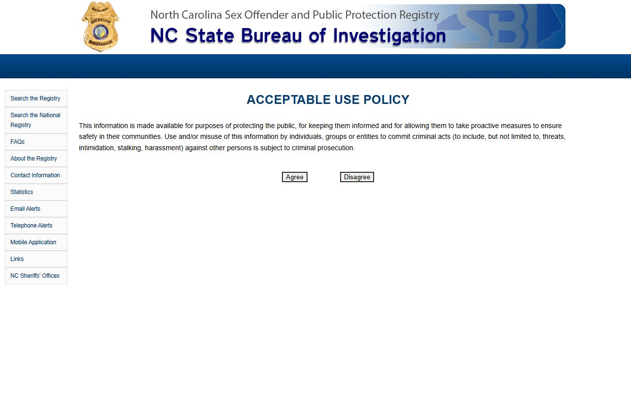 Carteret County warrant records North Carolina sex offender registry source